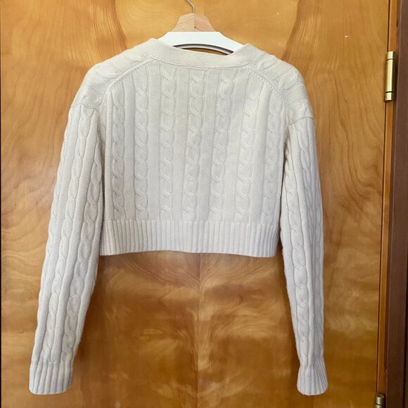 Sunday Best by Aritzia Cooper Cable Knit Cropped Cardigan Cream Women's XS - Picture 4 of 12